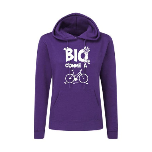 Bio comme un vélo Blanc - Sweatshirt capuche femme - T-shirt-original.com