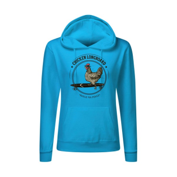 Chicken Longboard- Sweatshirt Sweat capuche femme - T-shirt-original.com