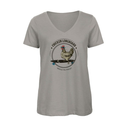 Chicken Longboard - T-shirt femme bio col V - T-shirt-original.com