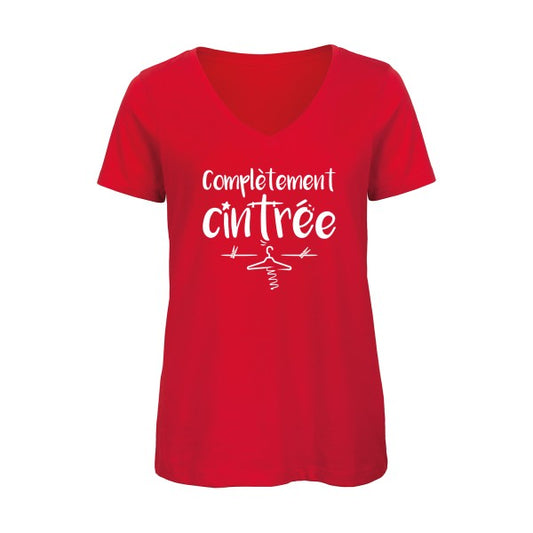 Completement-cintre-Blanc -T-shirt-femme-bio-col-V T-shirt-original.com