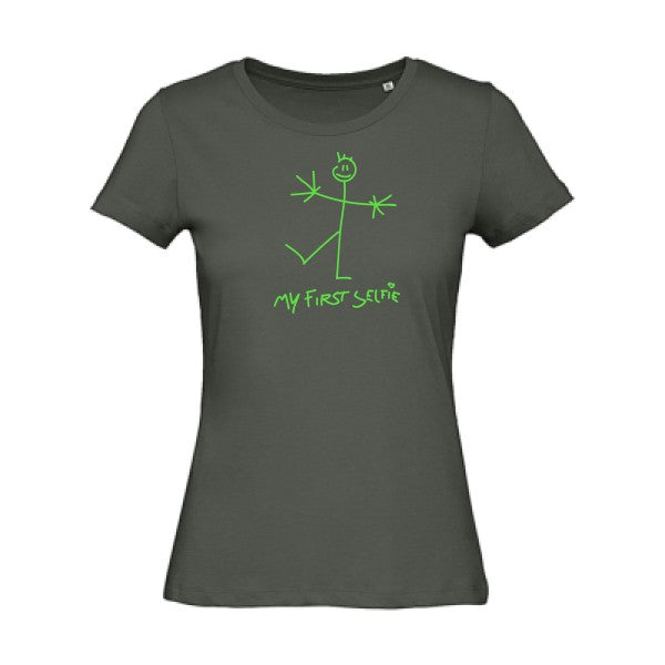 First Selfie Vert fluo -T-shirt femme bio T-shirt-original.com