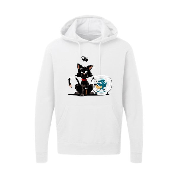 Hoodie imprimé - Le piranha et le chat - pour homme - T-shirt-original.com