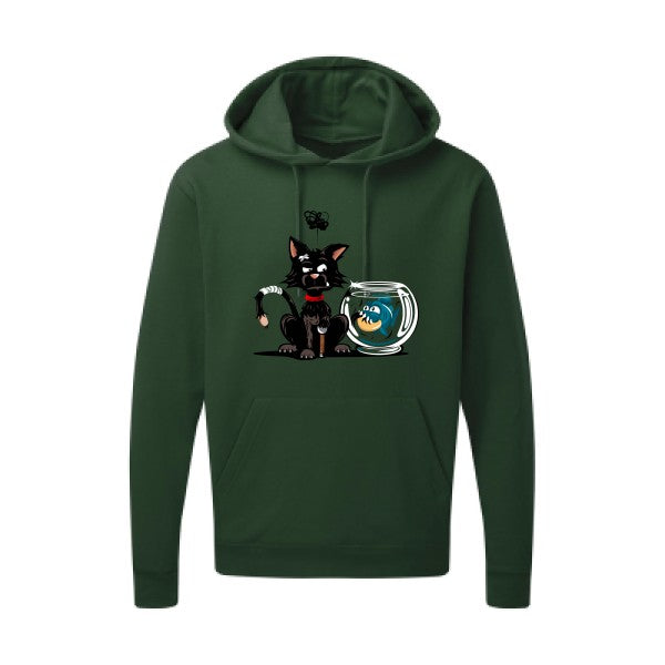 Hoodie imprimé - Le piranha et le chat - pour homme - T-shirt-original.com