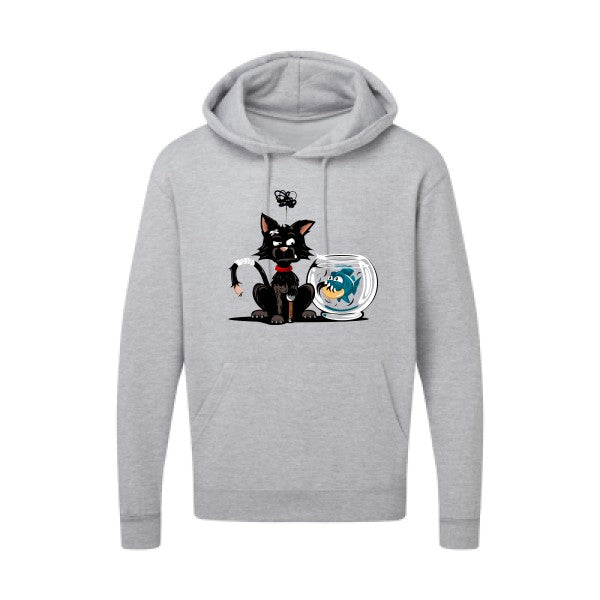 Hoodie imprimé - Le piranha et le chat - pour homme - T-shirt-original.com