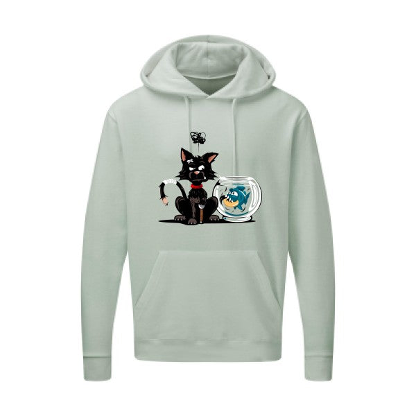 Hoodie imprimé - Le piranha et le chat - pour homme - T-shirt-original.com