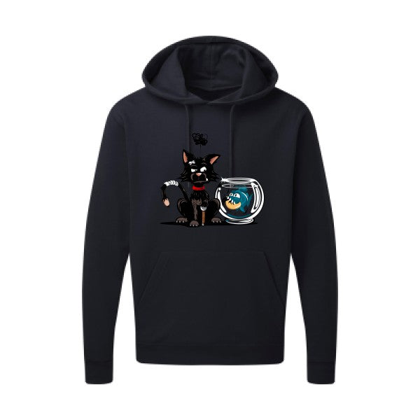 Hoodie imprimé - Le piranha et le chat - pour homme - T-shirt-original.com