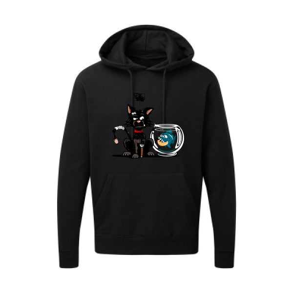 Hoodie imprimé - Le piranha et le chat - pour homme - T-shirt-original.com