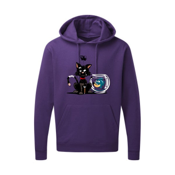 Hoodie imprimé - Le piranha et le chat - pour homme - T-shirt-original.com