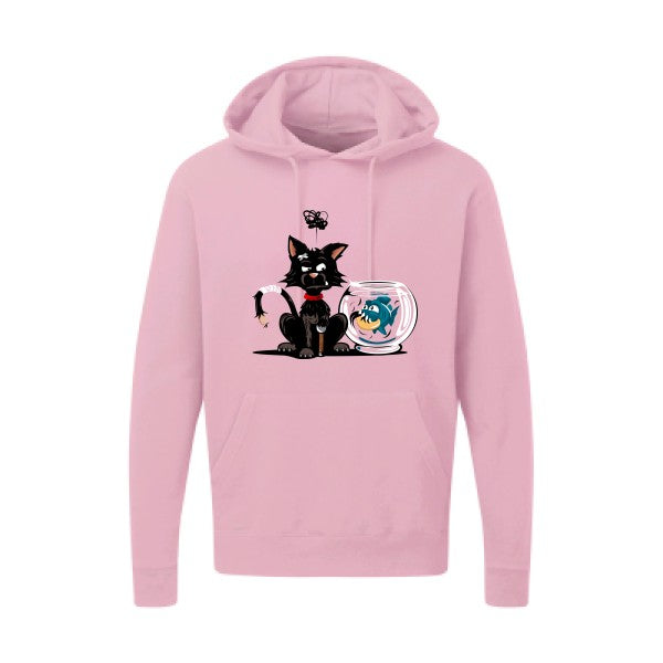 Hoodie imprimé - Le piranha et le chat - pour homme - T-shirt-original.com