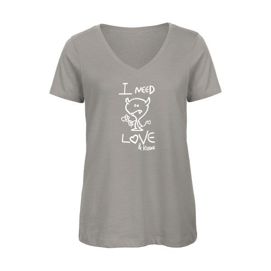 LOVER-Blanc-T-shirt-femme-bio-col-V T-shirt-original.com