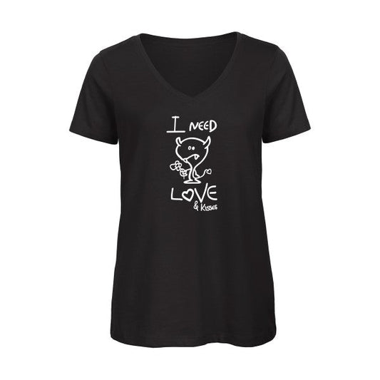 LOVER-Blanc-T-shirt-femme-bio-col-V T-shirt-original.com