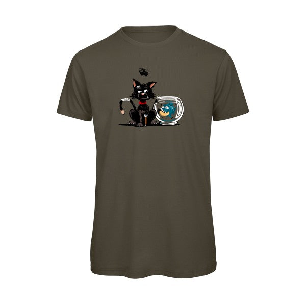 Le piranha et le chat -  T-shirt bio homme - T-shirt-original.com