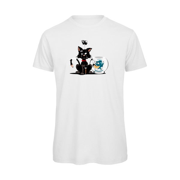 Le piranha et le chat -  T-shirt bio homme - T-shirt-original.com