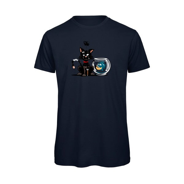 Le piranha et le chat -  T-shirt bio homme - T-shirt-original.com