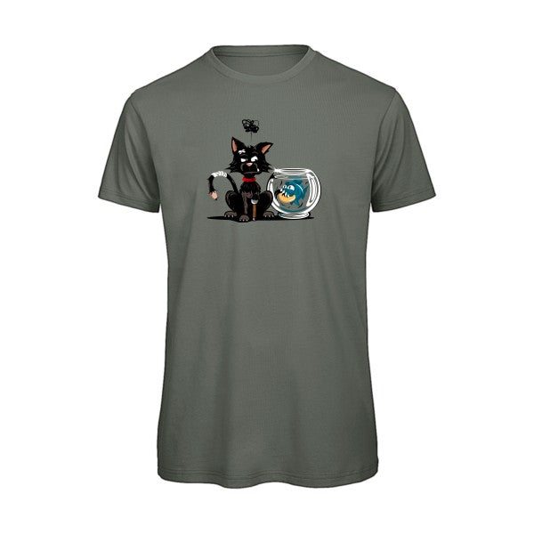 Le piranha et le chat -  T-shirt bio homme - T-shirt-original.com