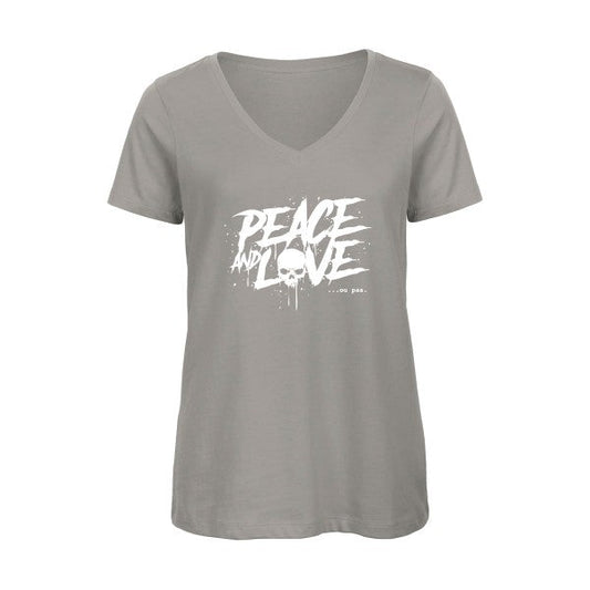 Peace-or-no-peace-Blanc-T-shirt-femme-bio-col-V T-shirt-original.com