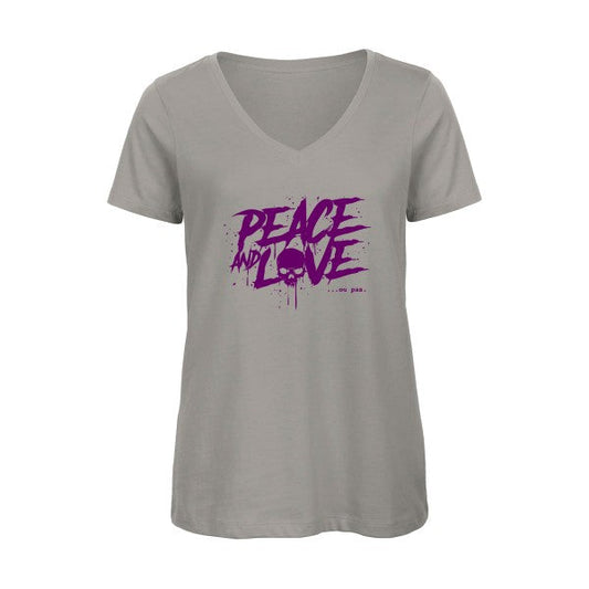 Peace or no peace -T-shirt femme bio col V- T-shirt-original.com