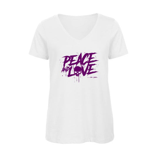 Peace or no peace -T-shirt femme bio col V- T-shirt-original.com