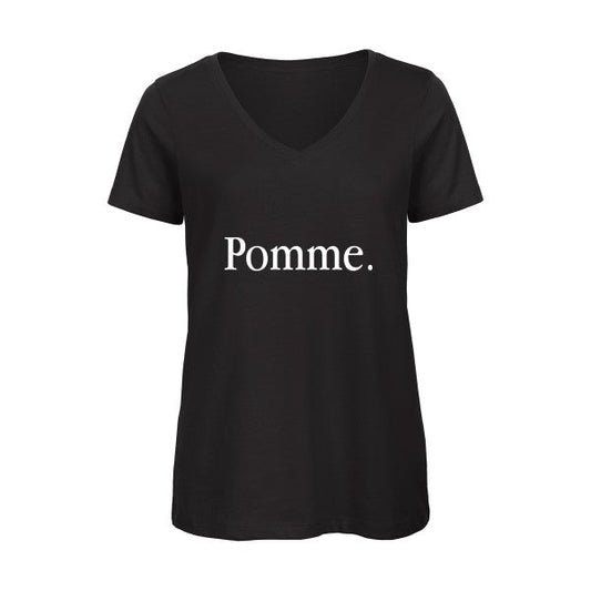 Pub-Subliminale Blanc-T-shirt-femme-bio-col-V T-shirt-original.com