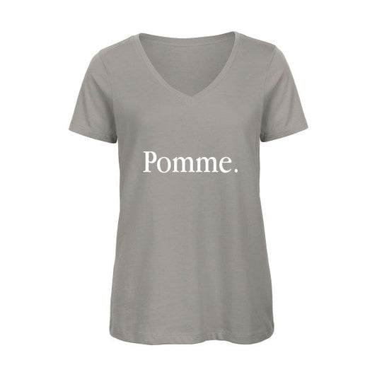 Pub-Subliminale Blanc-T-shirt-femme-bio-col-V T-shirt-original.com