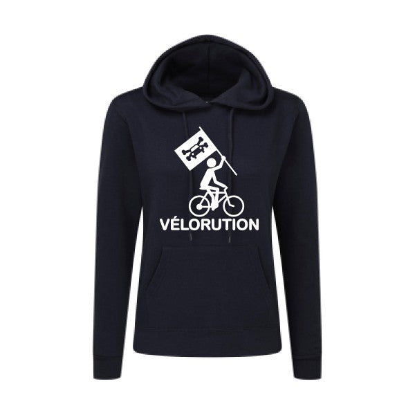 Sweat capuche femme - Vélorution Blanc - T-shirt-original.com