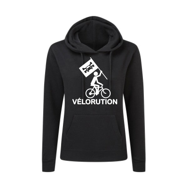 Sweat capuche femme - Vélorution Blanc - T-shirt-original.com