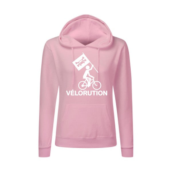 Sweat capuche femme - Vélorution Blanc - T-shirt-original.com