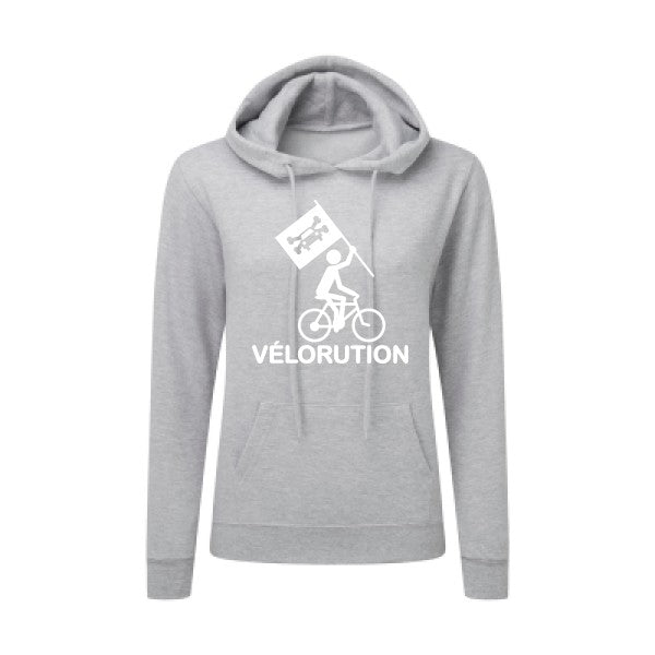 Sweat capuche femme - Vélorution Blanc - T-shirt-original.com