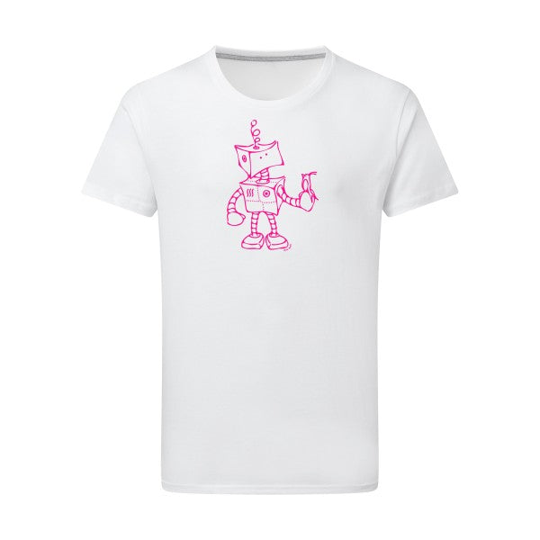 T shirt - Robot bird - Rose Fluo- pour homme - T-shirt-original.com