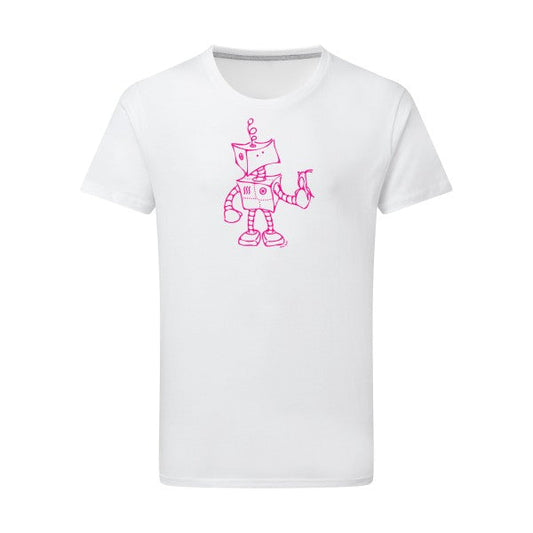 T shirt - Robot bird - Rose Fluo- pour homme - T-shirt-original.com