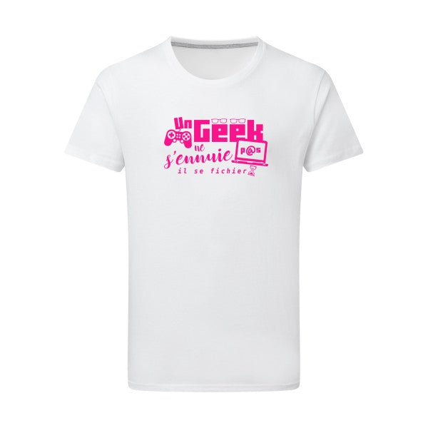 T-shirt cool - un geek ne s'ennuie pas - pour homme - T-shirt-original.com