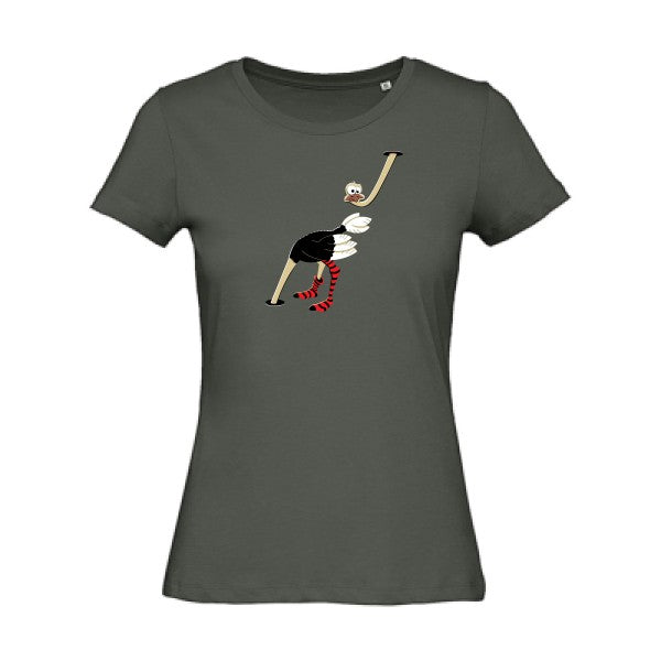 T shirt rigolo-Autruche -Femme bio T-shirt-original.com