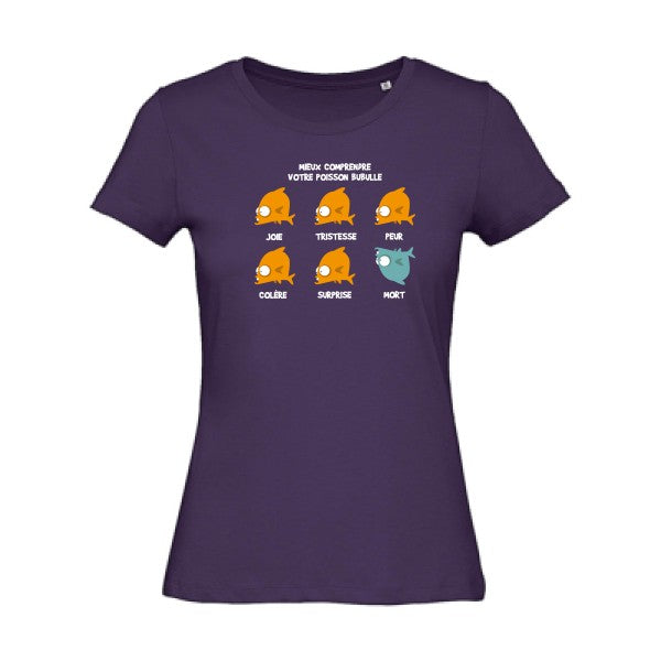 Tee shirt drole femme-Poisson bubulle -Femme bio T-shirt-original.com