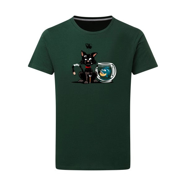 tee shirt rigolo - Le piranha et le chat - pour homme T-shirt-original.com