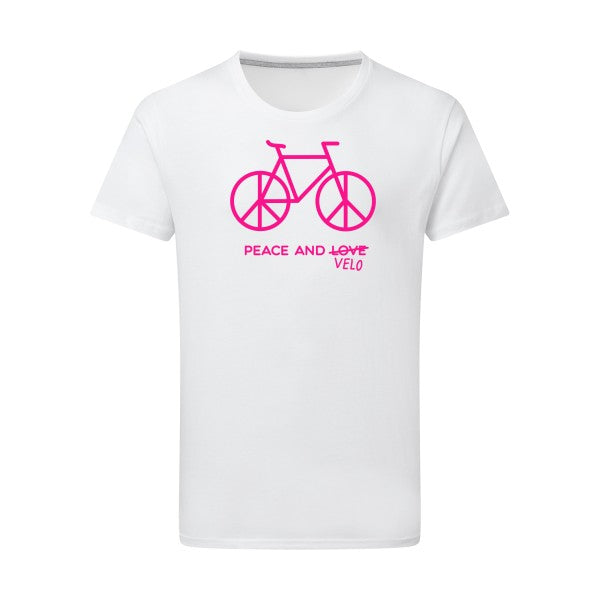 teeshirt ecolo - Peace and vélo Rose Fluo - homme - T-shirt-original.com