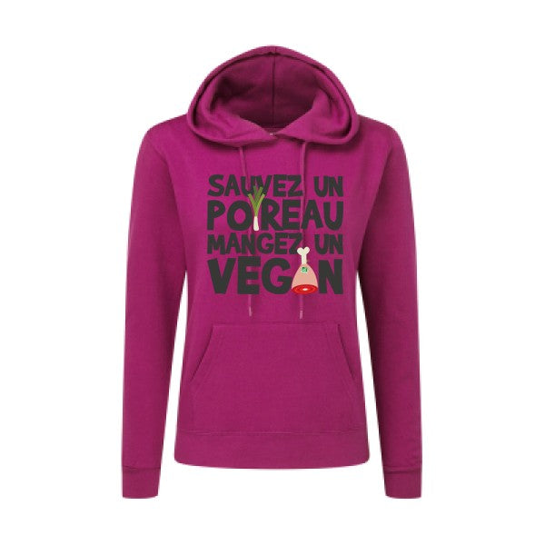 vegan/poireau -Sweatshirt capuche femme - T-shirt-original.com