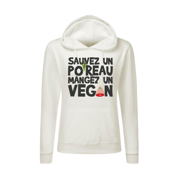 vegan/poireau -Sweatshirt capuche femme - T-shirt-original.com