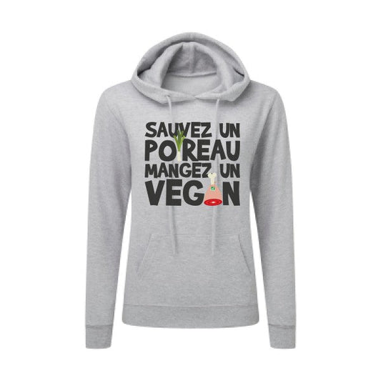 vegan/poireau -Sweatshirt capuche femme - T-shirt-original.com