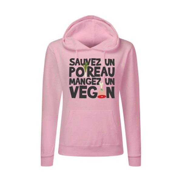 vegan/poireau -Sweatshirt capuche femme - T-shirt-original.com