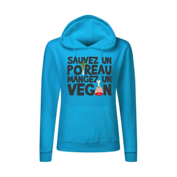 vegan/poireau -Sweatshirt capuche femme - T-shirt-original.com