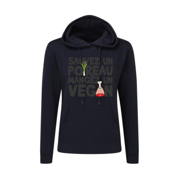 vegan/poireau -Sweatshirt capuche femme - T-shirt-original.com