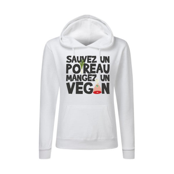 vegan/poireau -Sweatshirt capuche femme - T-shirt-original.com