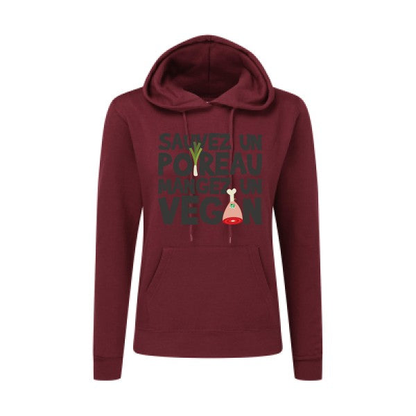 vegan/poireau -Sweatshirt capuche femme - T-shirt-original.com