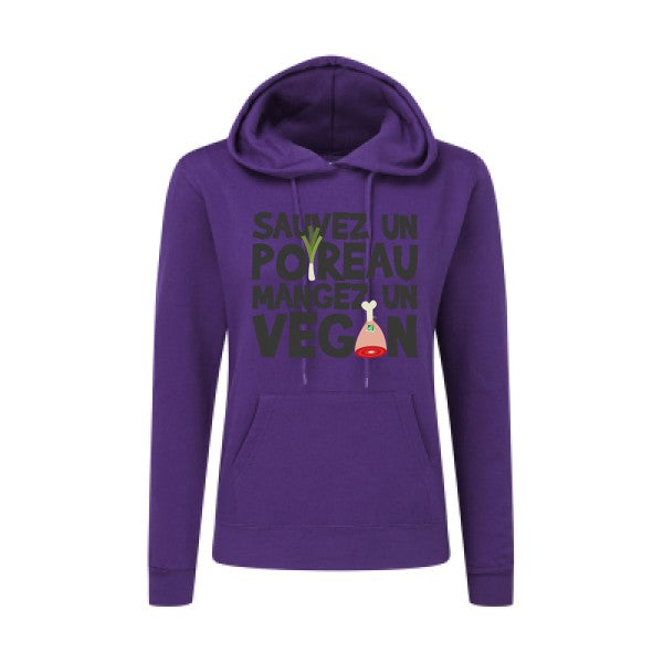 vegan/poireau -Sweatshirt capuche femme - T-shirt-original.com